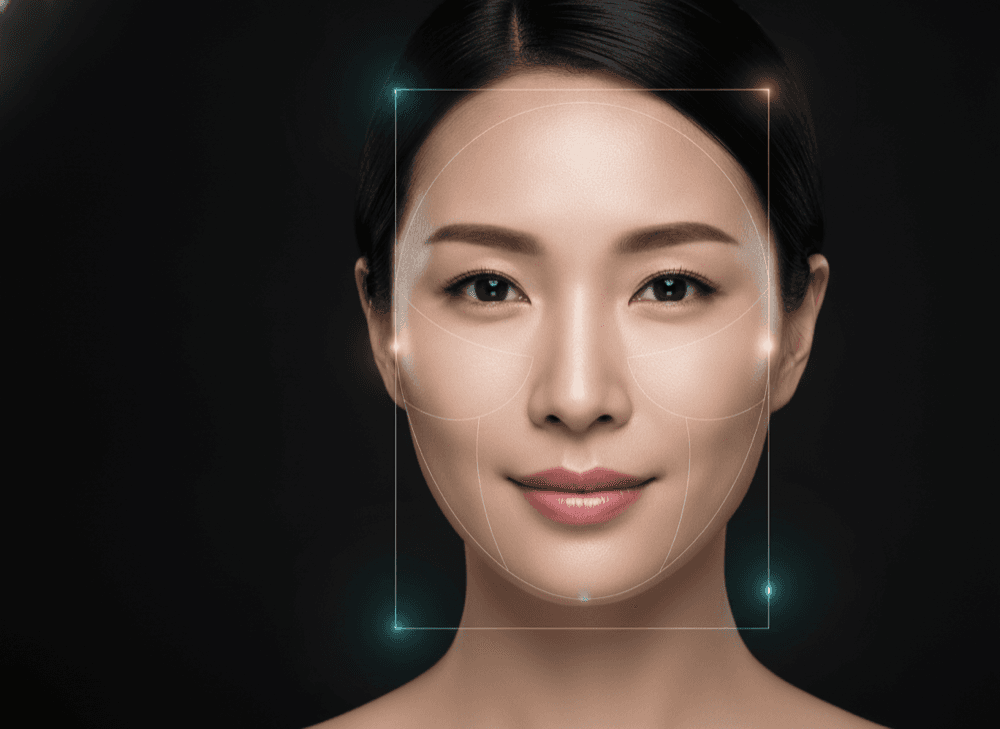 AI skin-type diagnosis mapped across four axes