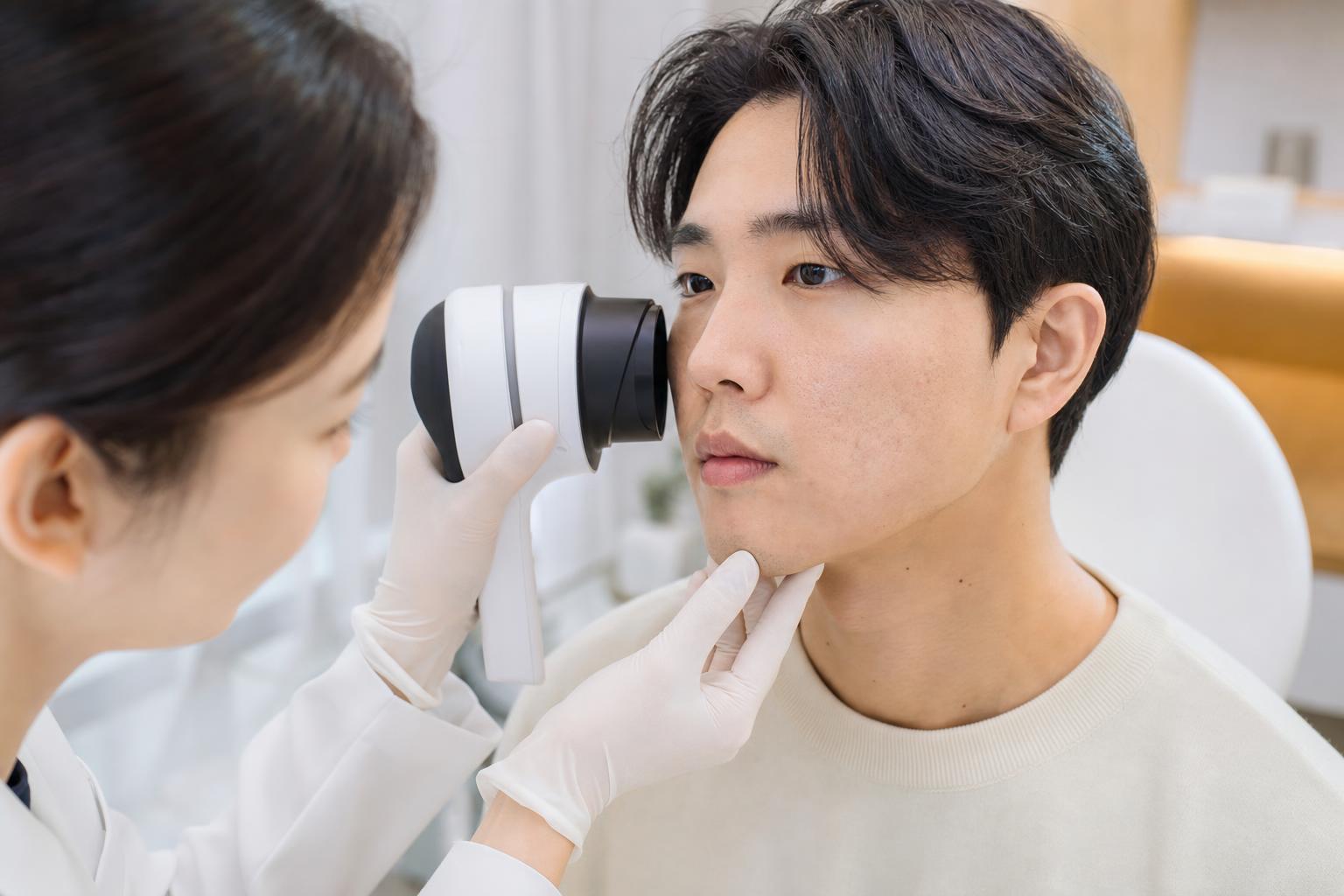 Acne scar treatment being performed at HERA Clinic in Gangnam, Seoul