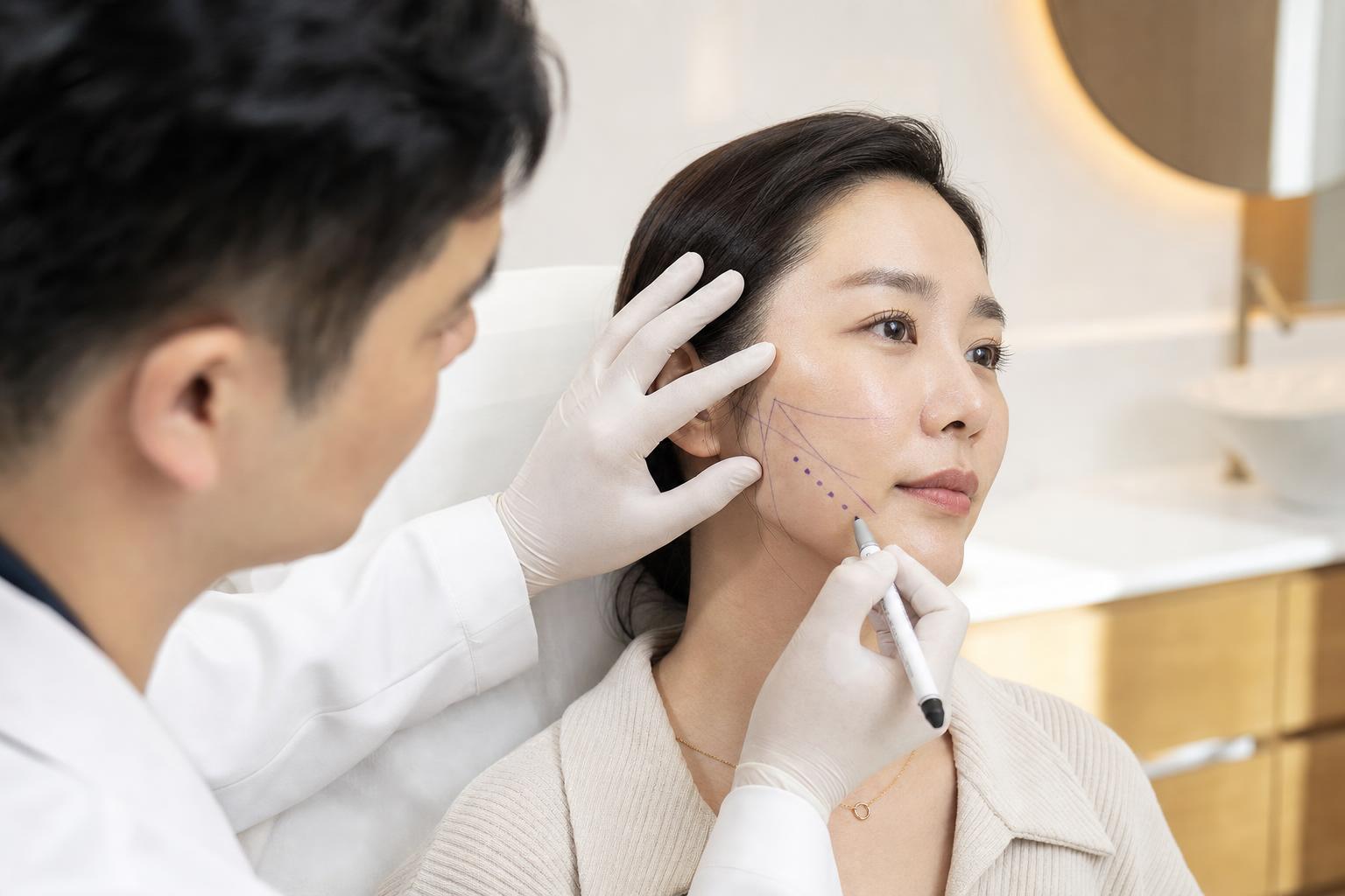 Thread lifting being performed at HERA Clinic in Gangnam, Seoul