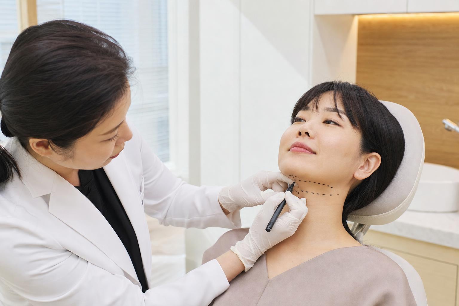 Fat dissolving injection being performed at HERA Clinic in Gangnam, Seoul