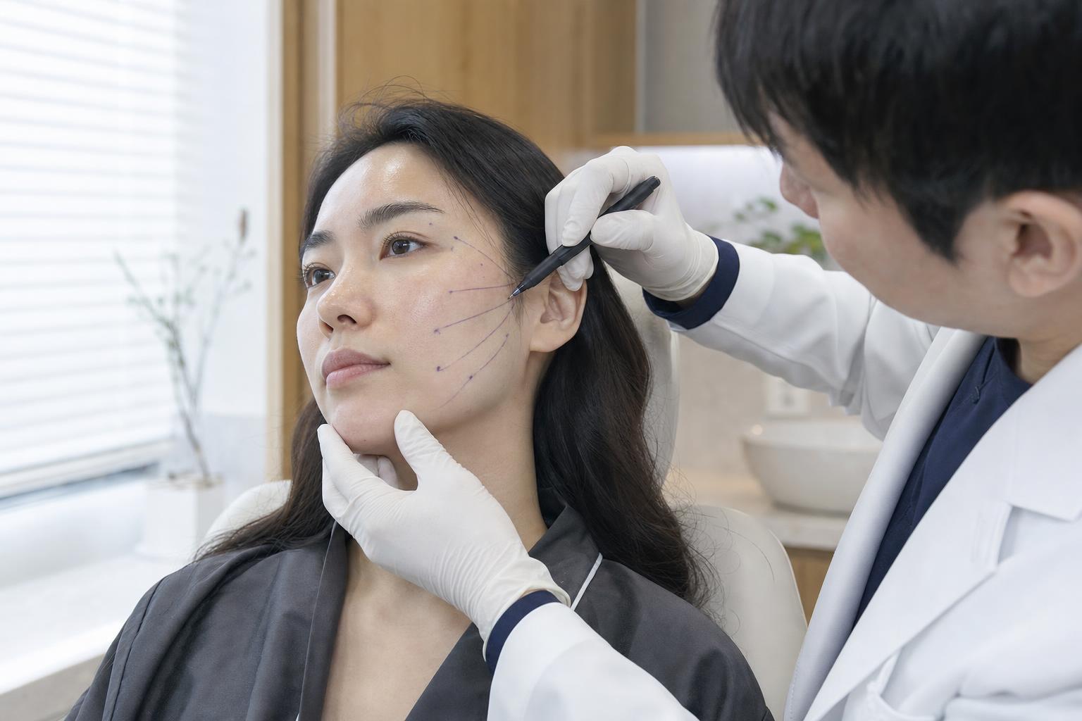 Thread lifting being performed at HERA Clinic in Gangnam, Seoul