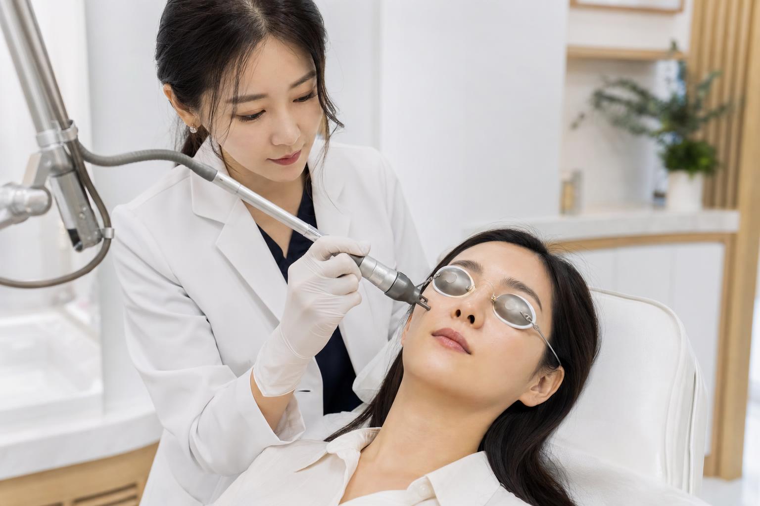 Pico laser toning being performed at HERA Clinic in Gangnam, Seoul